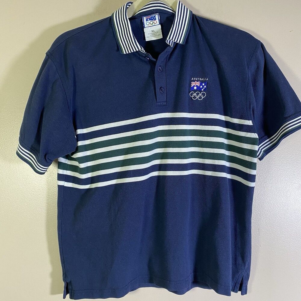 RARE Vintage ISC 1989 SYDNEY OLYMPICS AUSTRALIA Sports Retro Polo Shirt XL